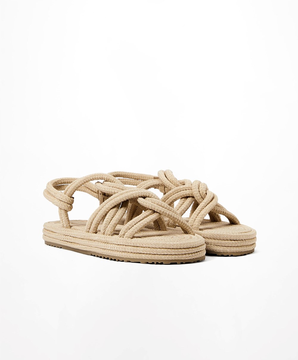 Oysho Rope Sandals Natural | DVHGYR-698