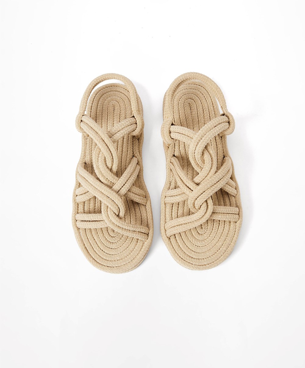 Oysho Rope Sandals Natural | DVHGYR-698