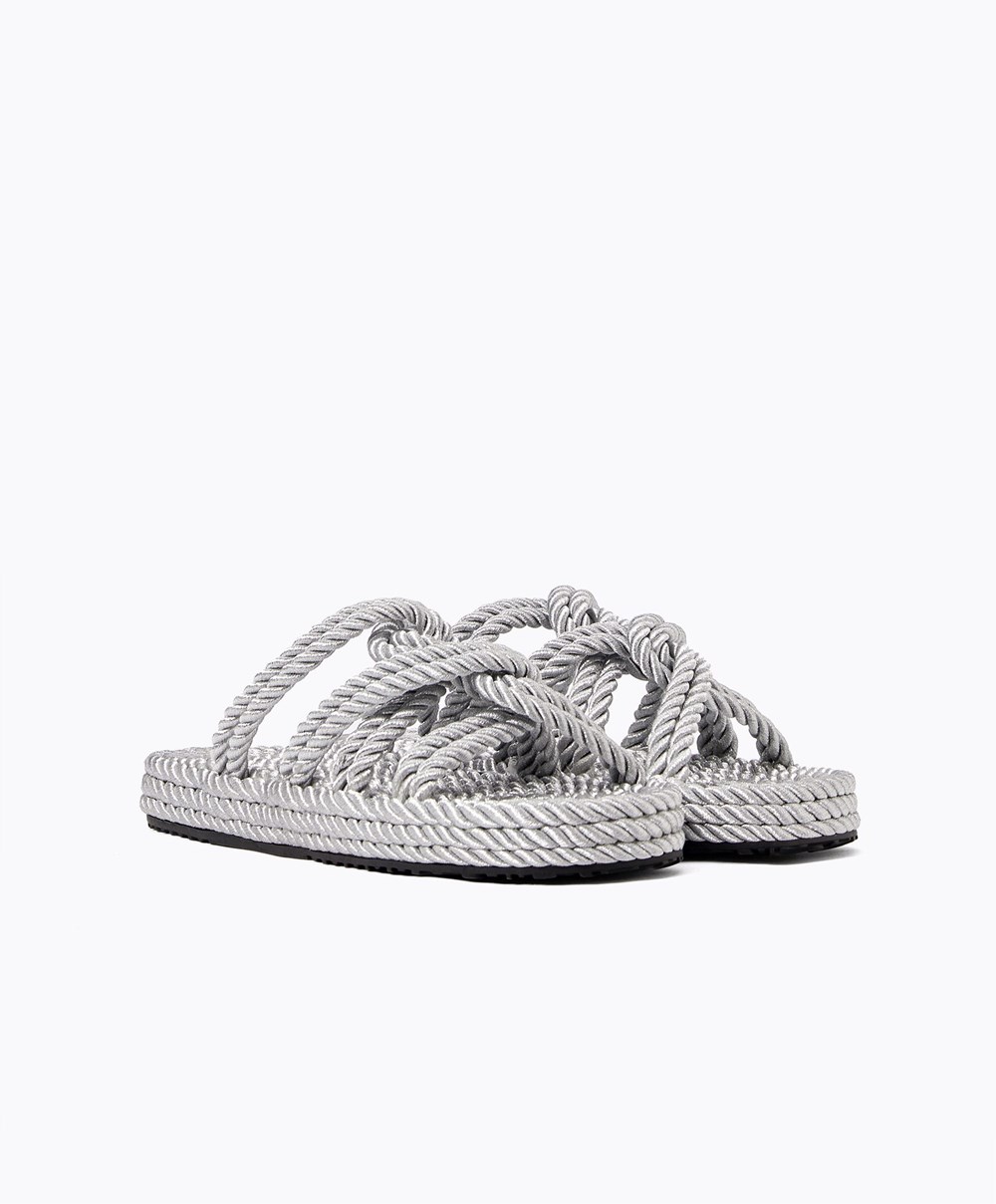 Oysho Rope Sandals Silvery | FIKUHW-901