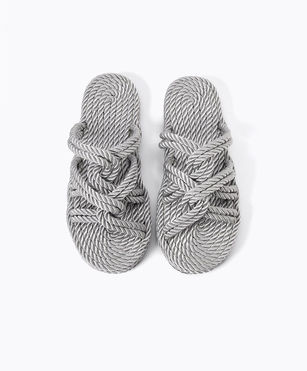 Oysho Rope Sandals Silvery | FIKUHW-901