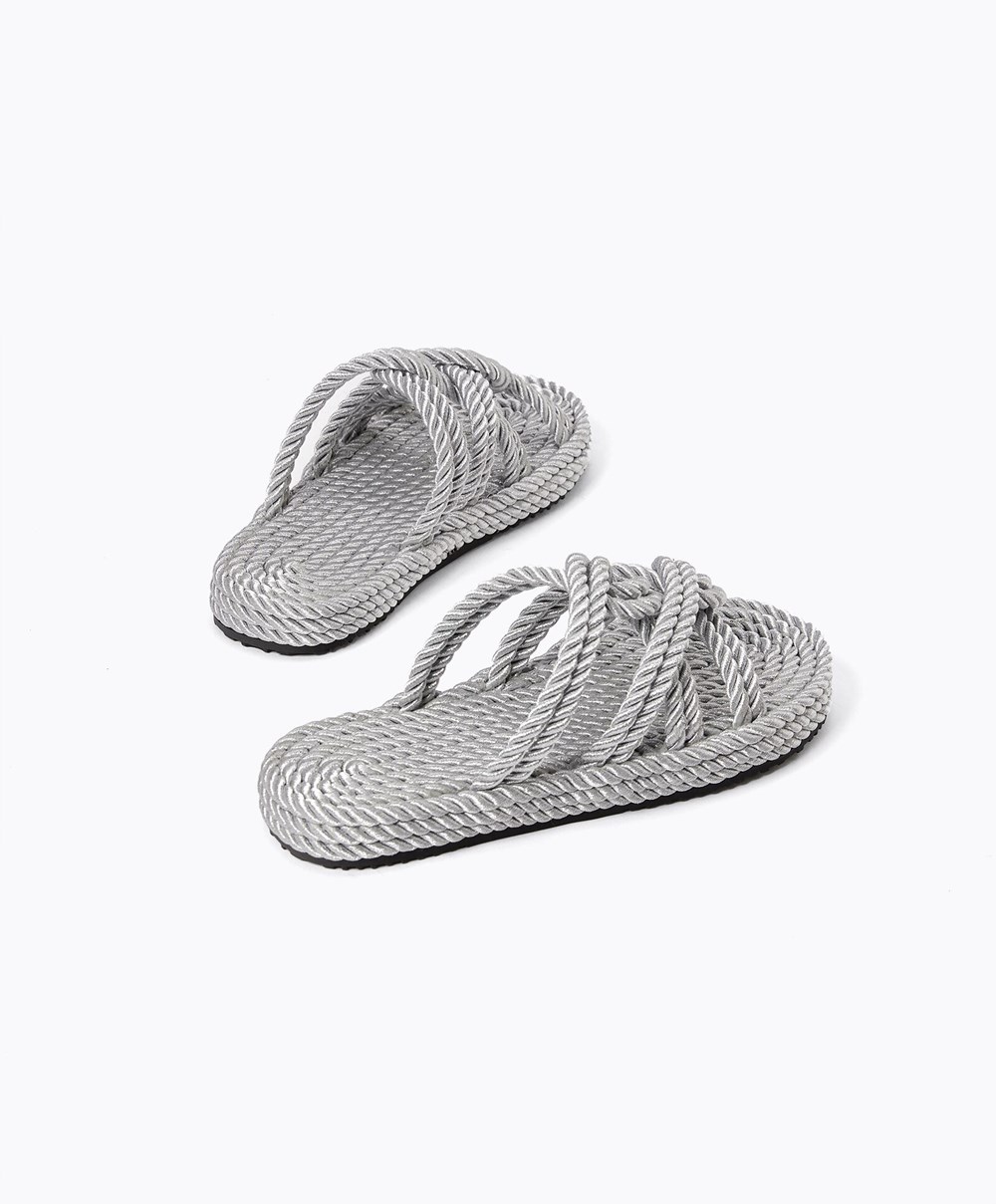 Oysho Rope Sandals Silvery | FIKUHW-901