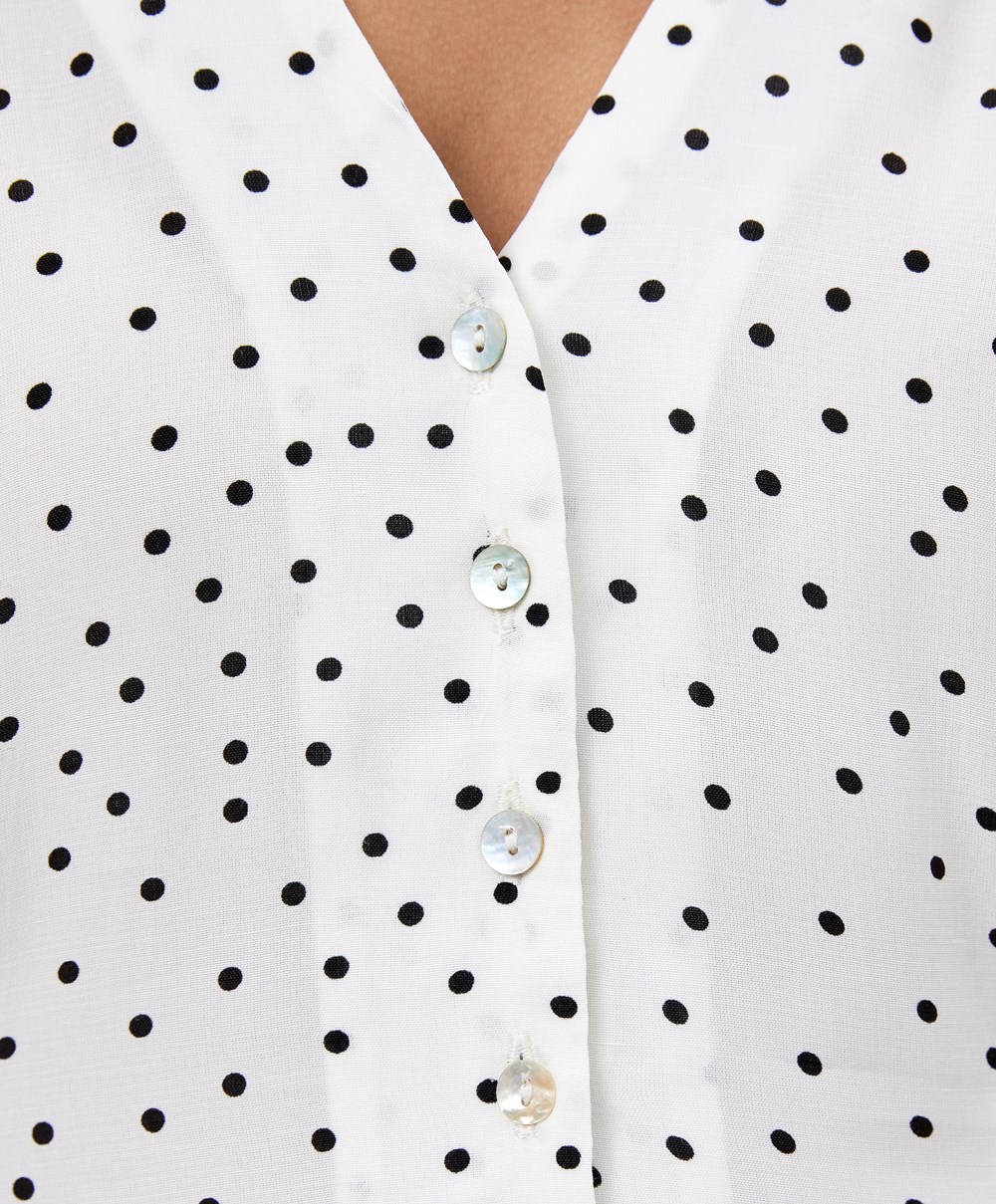 Oysho Rövid Polka Dot Ruha Ecru | UHAGCX-071