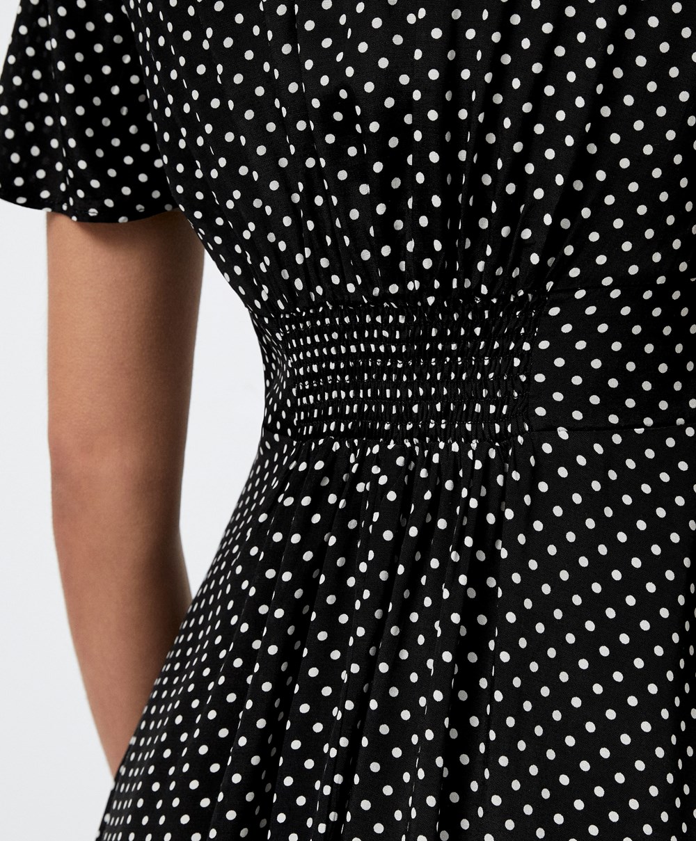 Oysho Rövid Polka Dot Ruha Fekete | XJWNGU-603