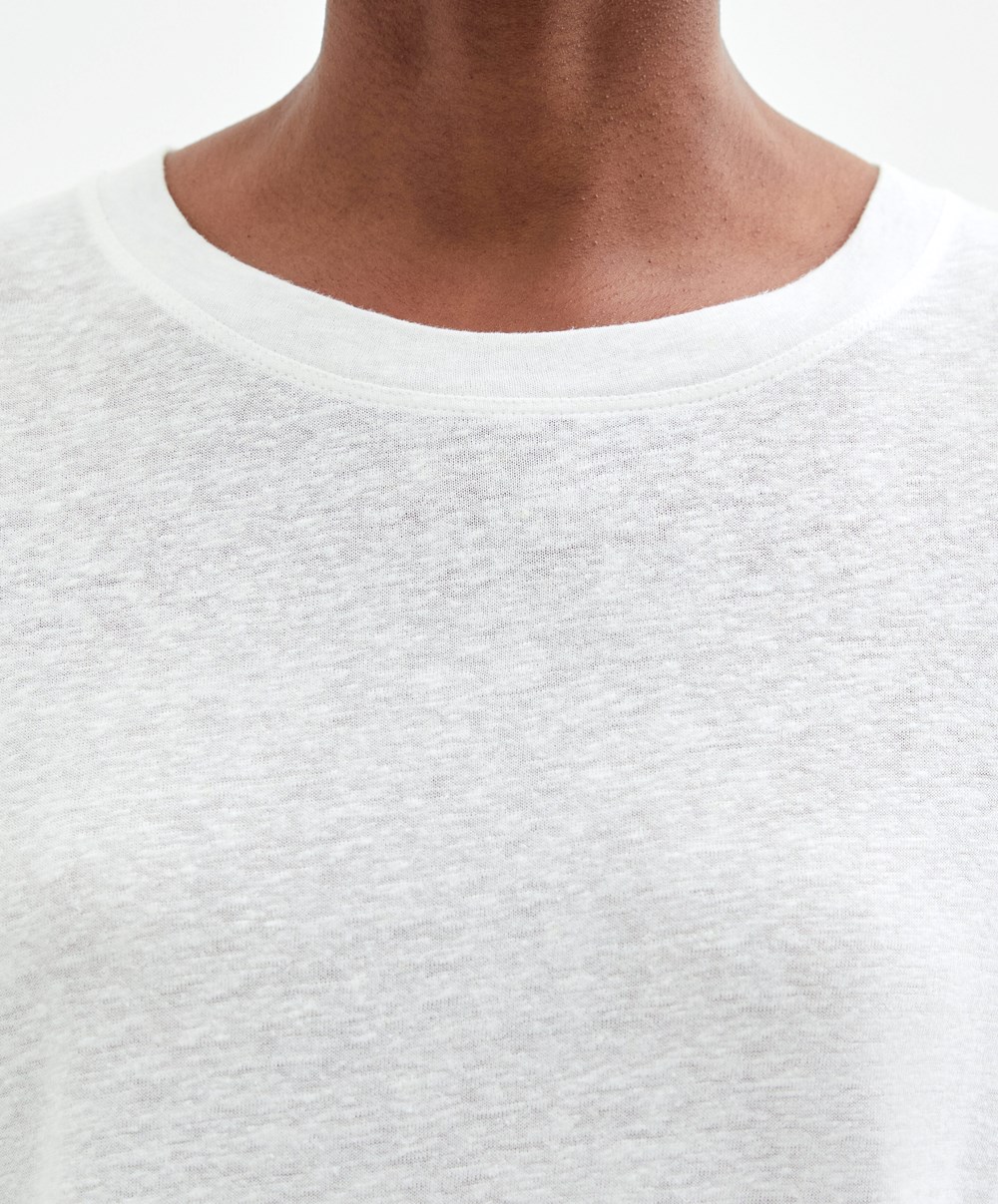 Oysho Rövid Sleeve Linen T-shirt Fehér | XVYUMI-643