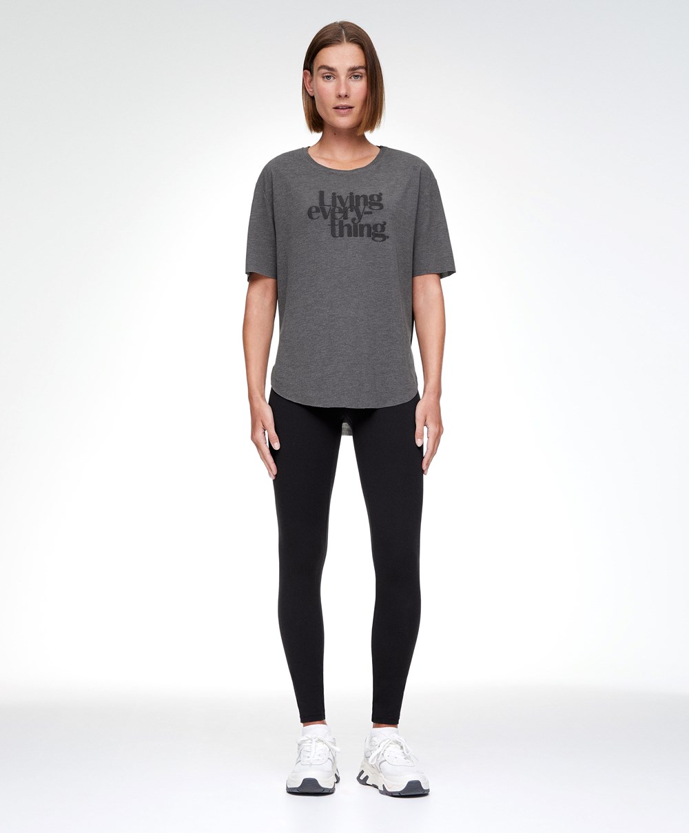 Oysho Rövid Sleeve T-shirt With Slogan Marl | DNRZUW-523