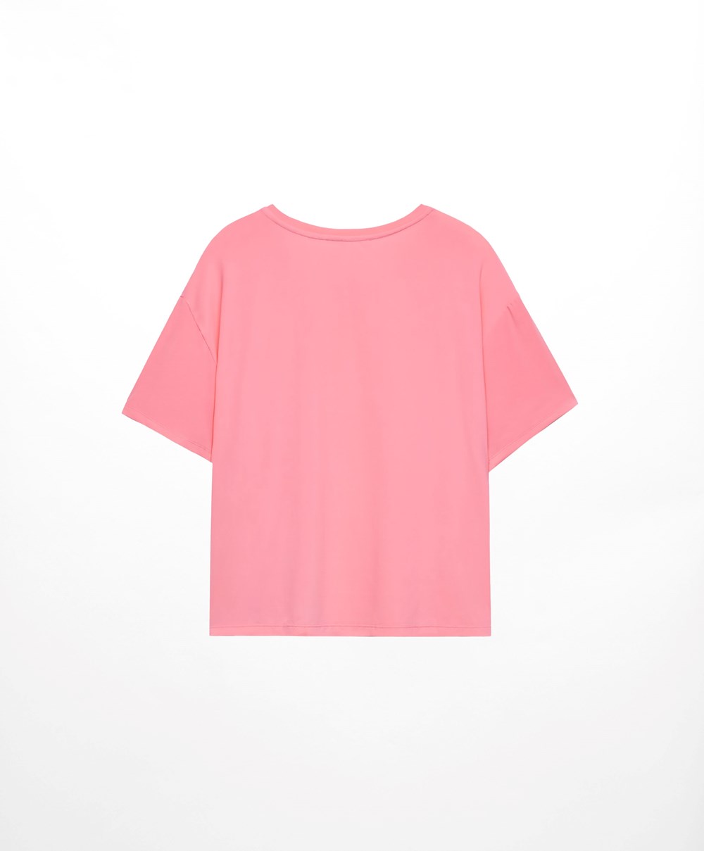 Oysho Rövid-sleeved Technical T-shirt Rózsaszín | EXJCUD-015