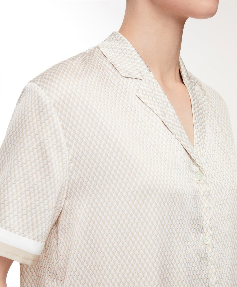 Oysho Satin Rövid-sleeved Shirt Barley | LBVKEH-179