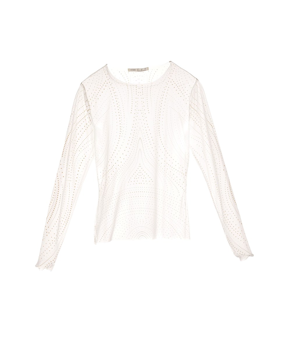 Oysho Semi-sheer Dotted Top Cream-white | ANWTMR-057