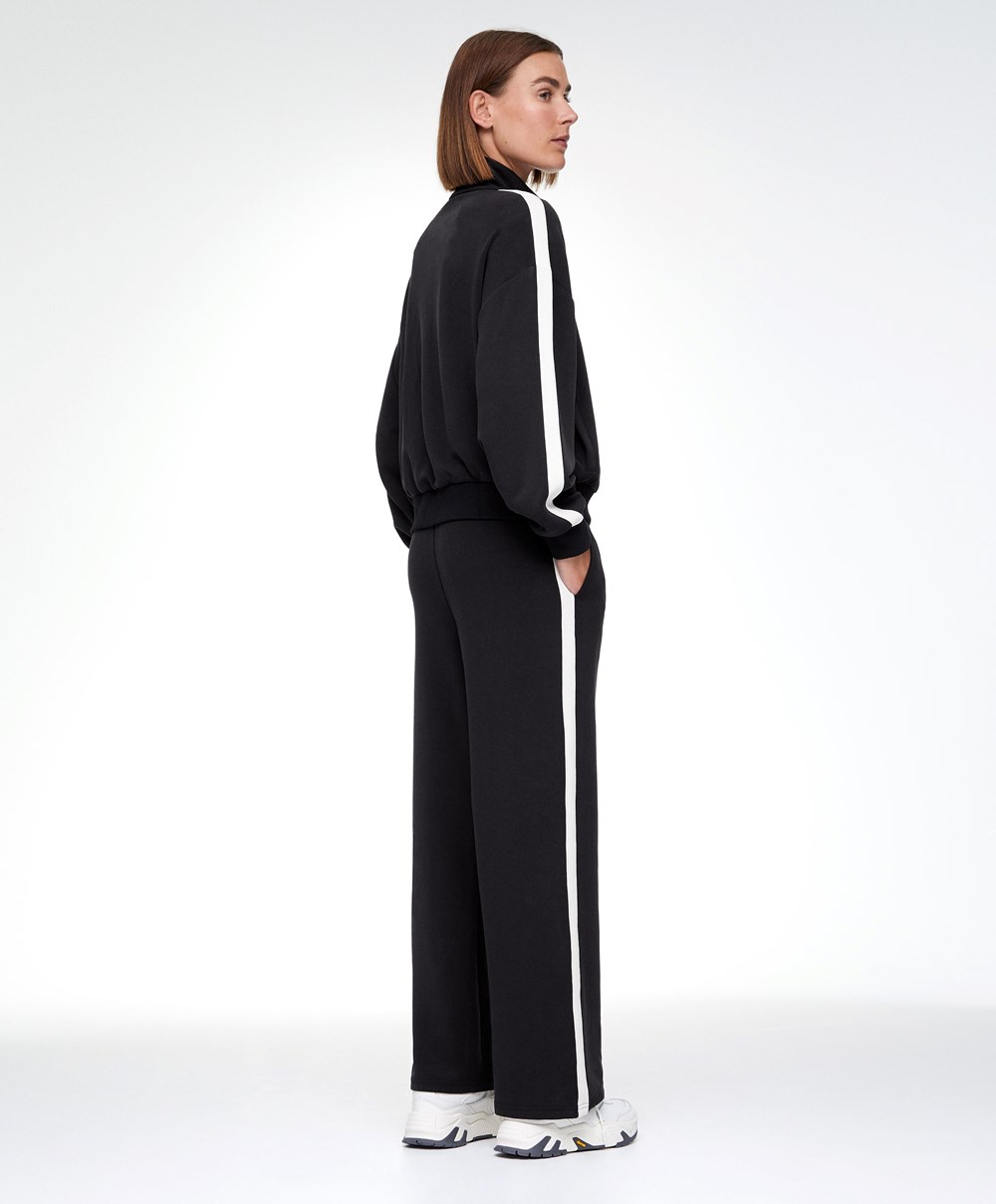 Oysho Side Stripe Modal Tracksuit Fekete | FORXGW-491