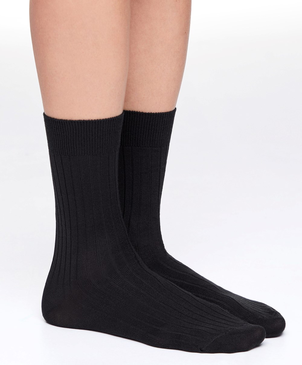 Oysho Silk Classic Socks Fekete | OCUMBT-634