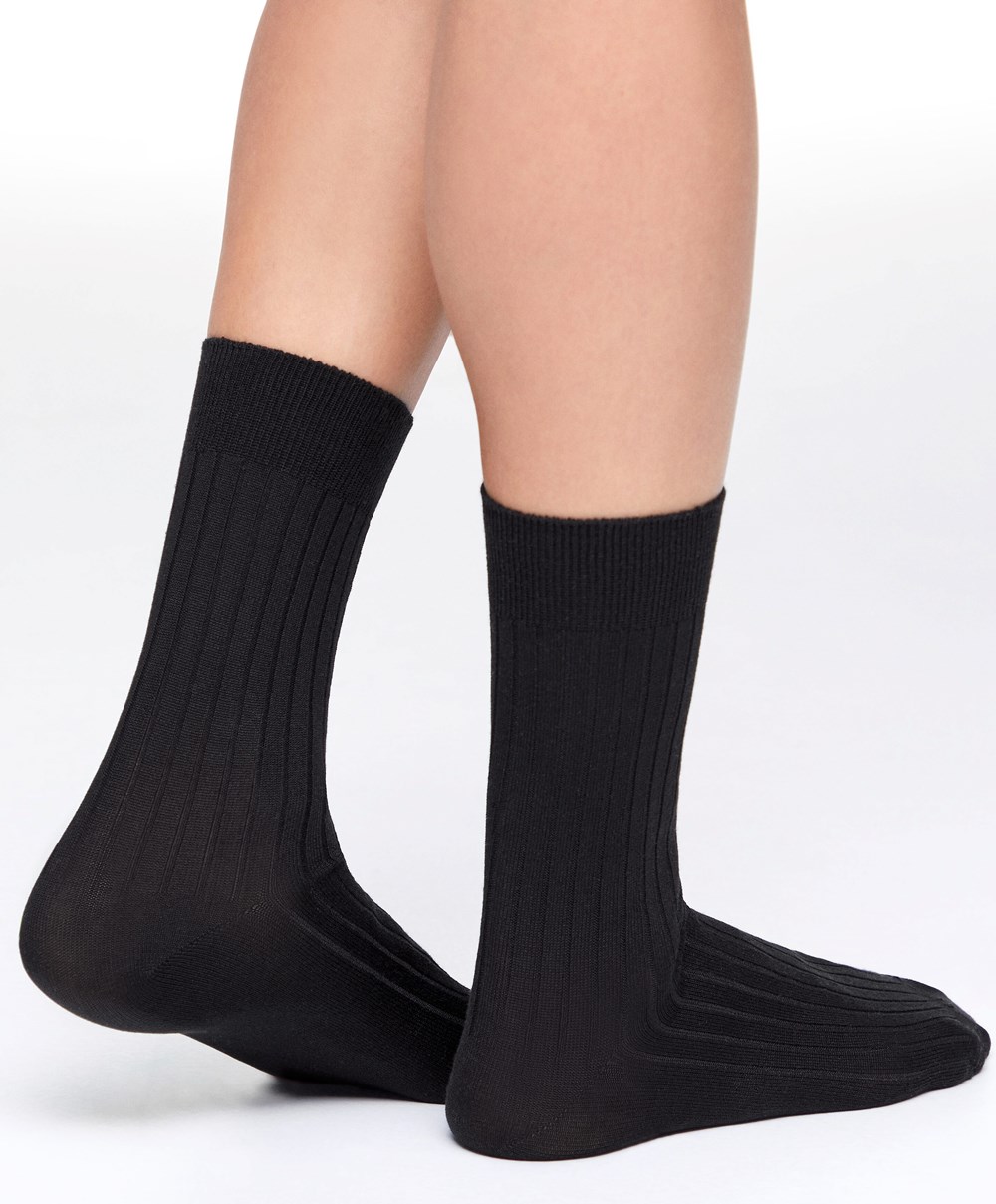 Oysho Silk Classic Socks Fekete | OCUMBT-634