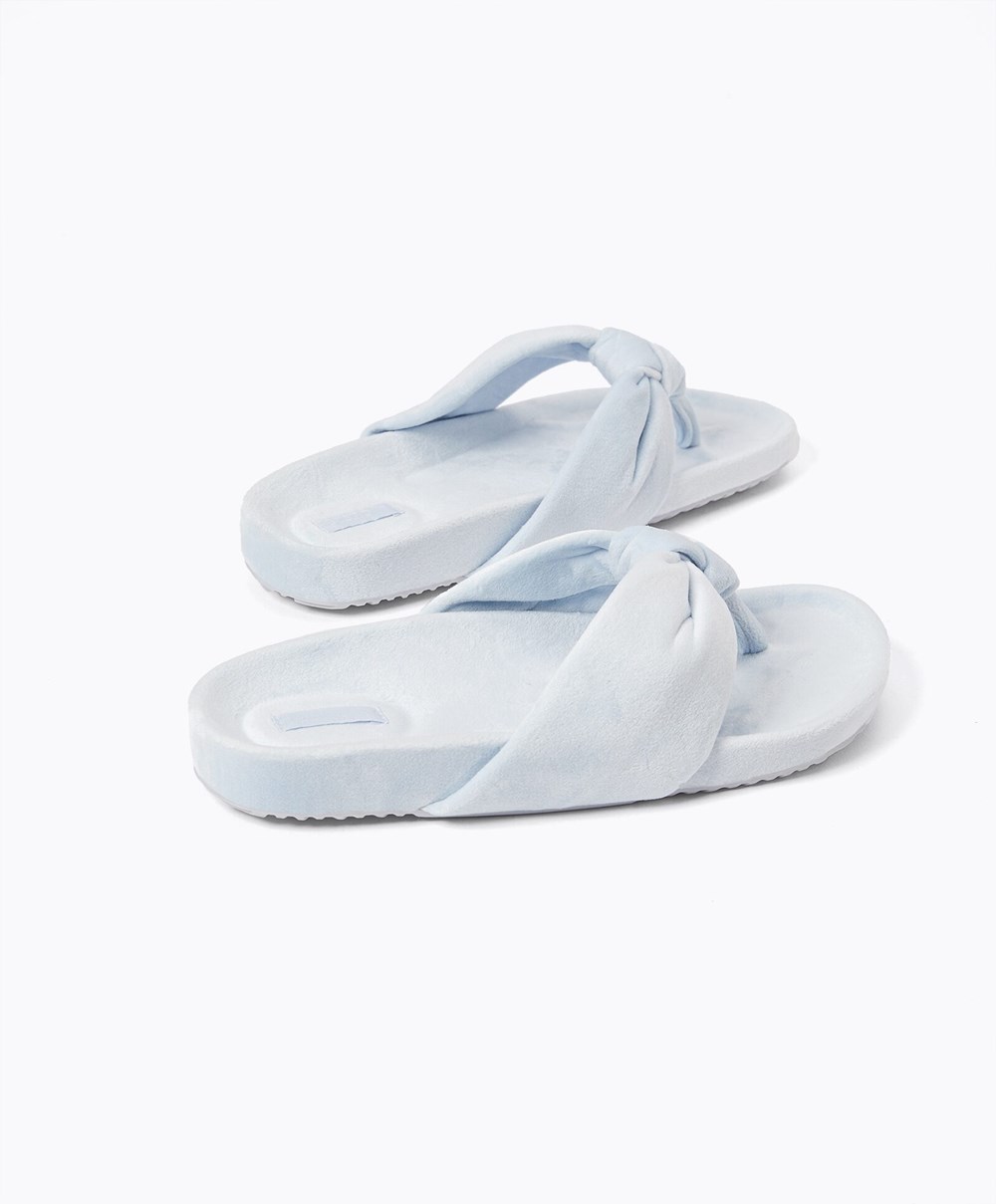 Oysho Slim Knot Sandals Kék | KTUIYX-891