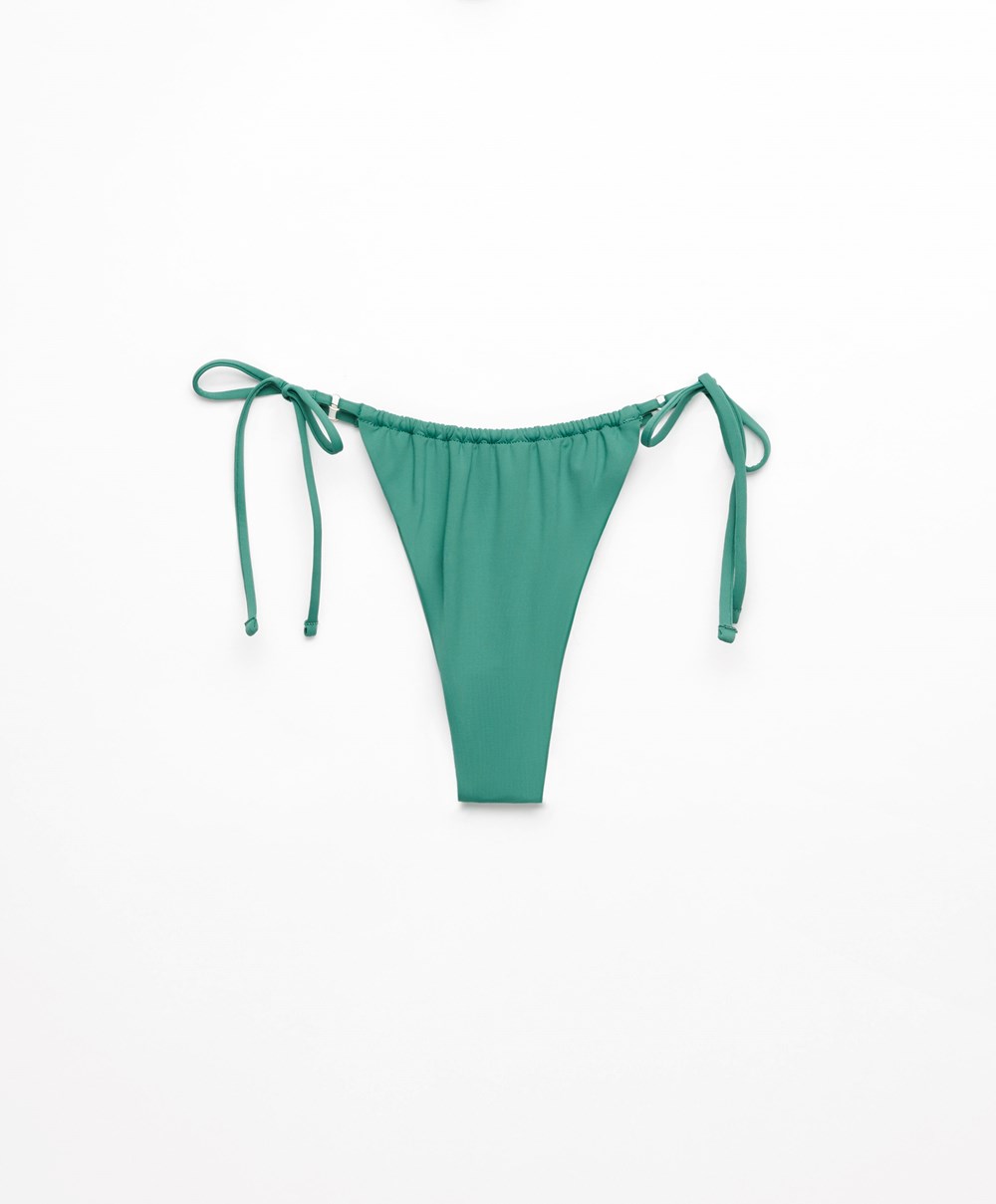 Oysho Slim Tie Brazilian Bikini Briefs Pale Emerald | AKQEZO-456