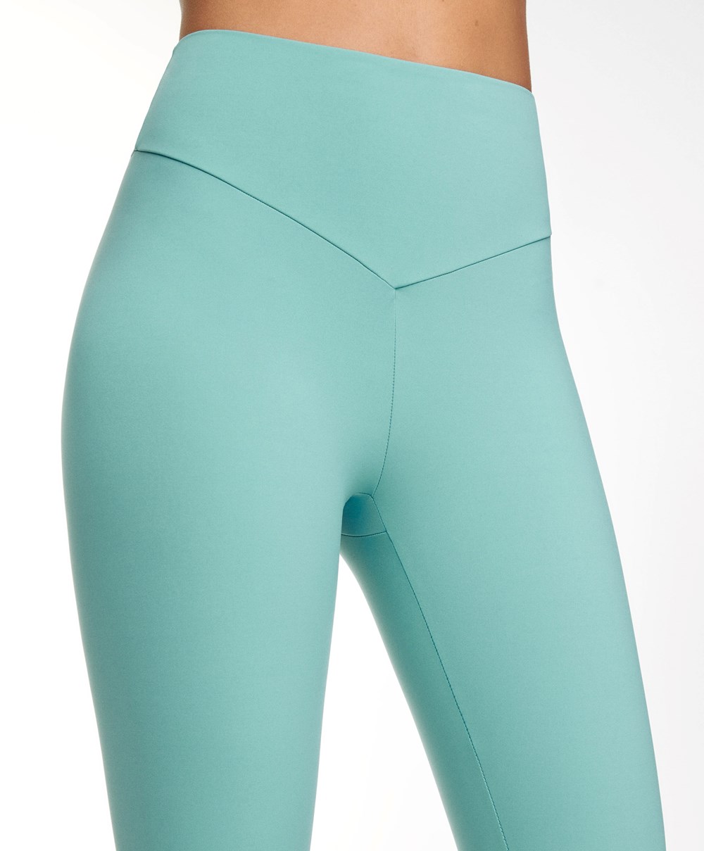 Oysho Soft Compressive 65cm Ankle-length Leggings Aquamarine | DJPGBF-268