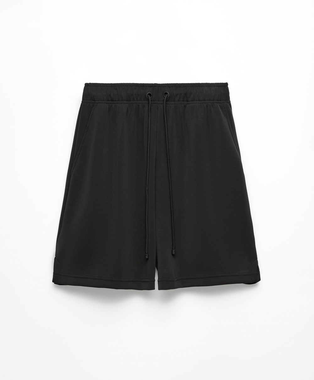 Oysho Soft Touch Modal Bermuda Shorts Fekete | WOIBEZ-148