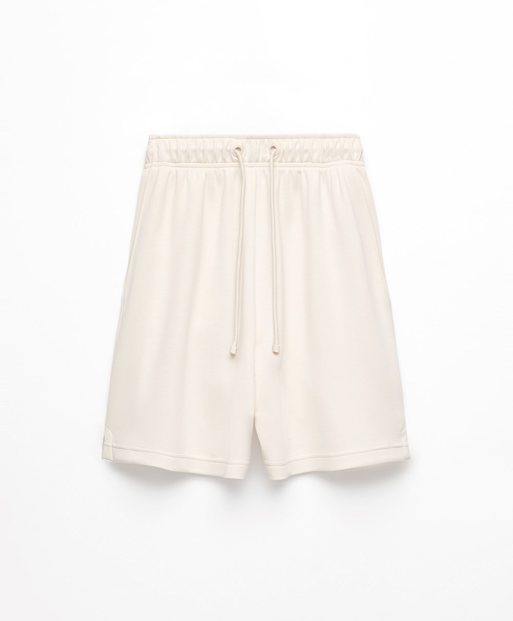 Oysho Soft Touch Modal Bermuda Shorts Stone | JHDRBE-650