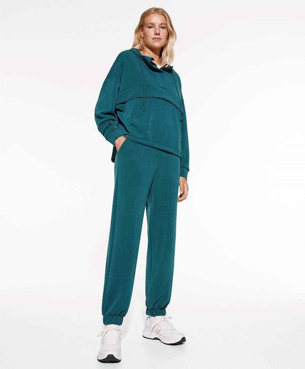 Oysho Soft Touch Modal Joggers Kék Zöld | OUAZWT-713