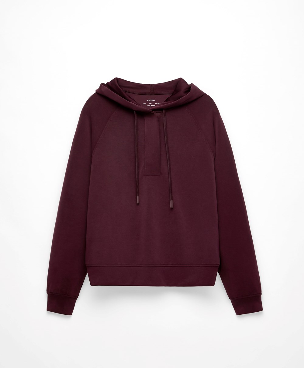 Oysho Soft Touch Modal Sweatshirt Bordó | CJZSQW-035