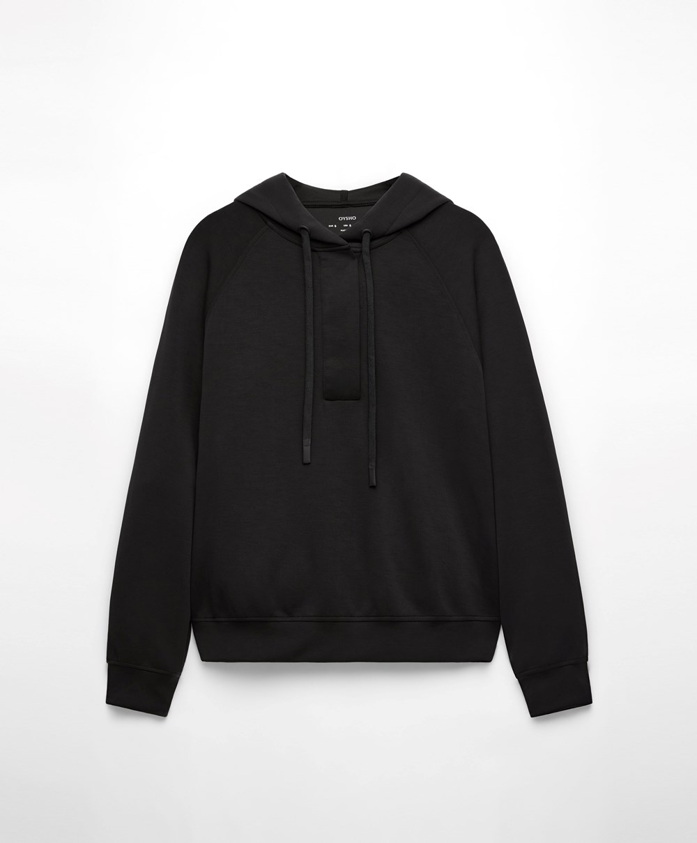 Oysho Soft Touch Modal Sweatshirt Fekete | BLTVFW-624