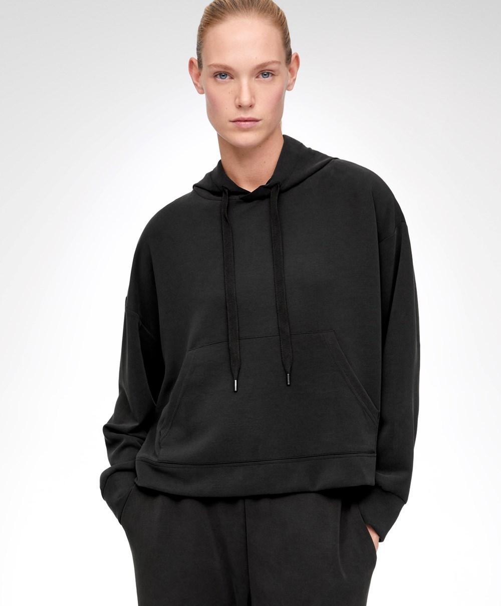 Oysho Soft Touch Modal Sweatshirt Fekete | FYWUBS-170