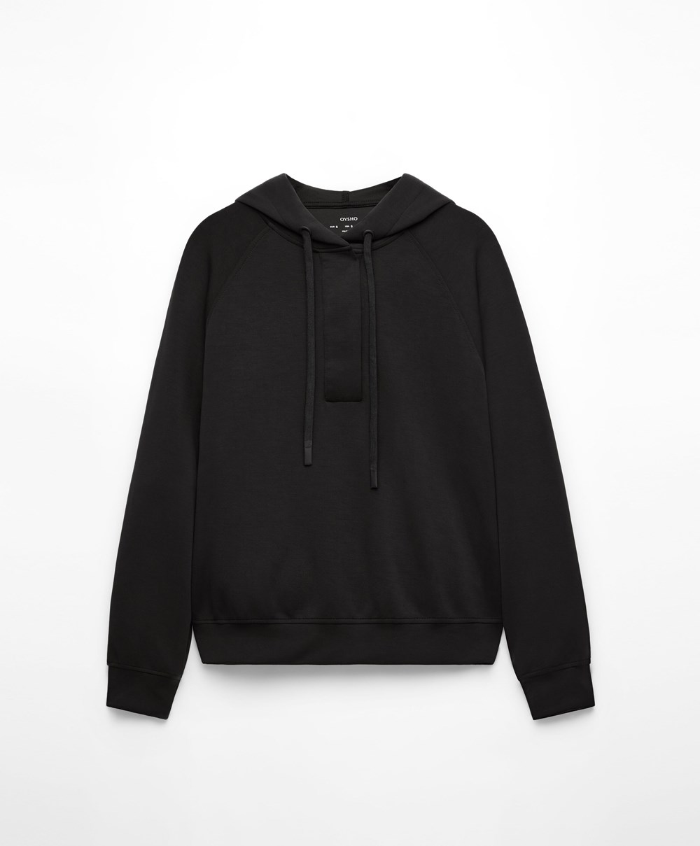 Oysho Soft Touch Modal Sweatshirt Fekete | VMPKLW-580