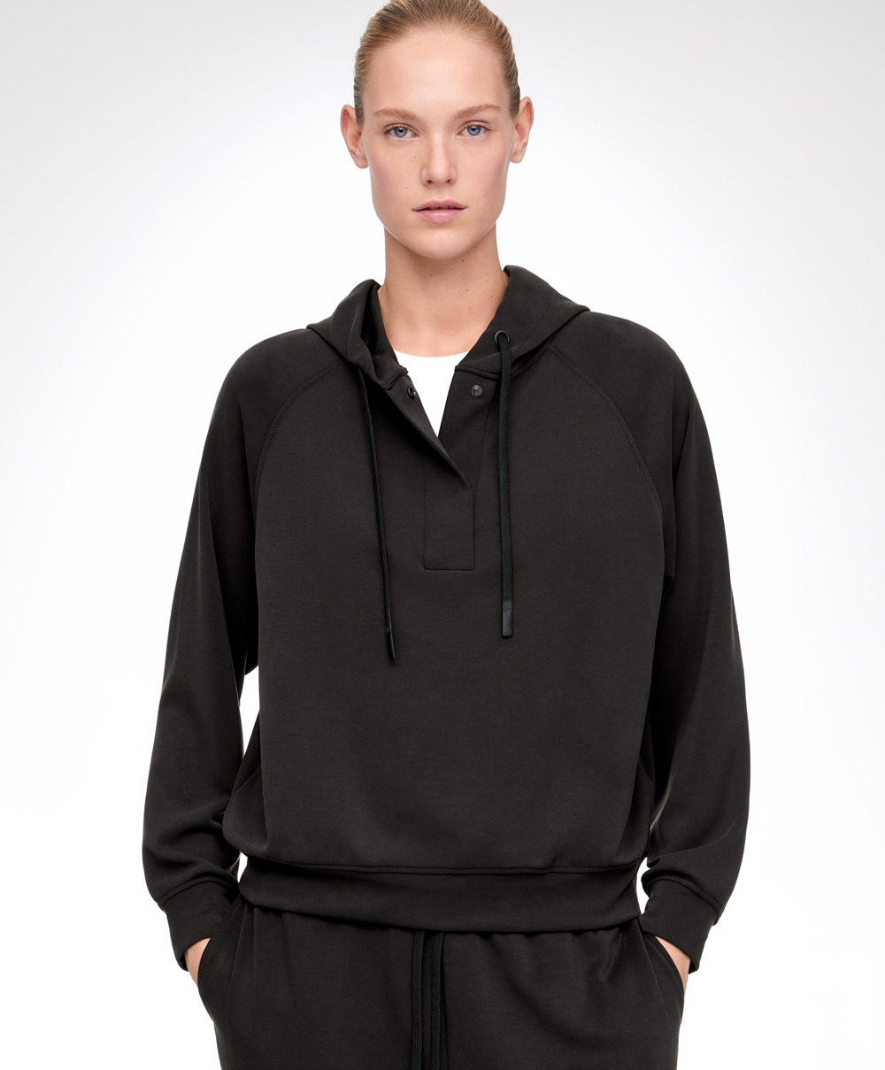 Oysho Soft Touch Modal Sweatshirt Fekete | VMPKLW-580