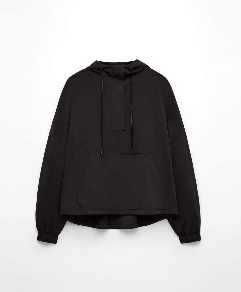 Oysho Soft Touch Modal Sweatshirt With Zip Fekete | CDHTKF-685