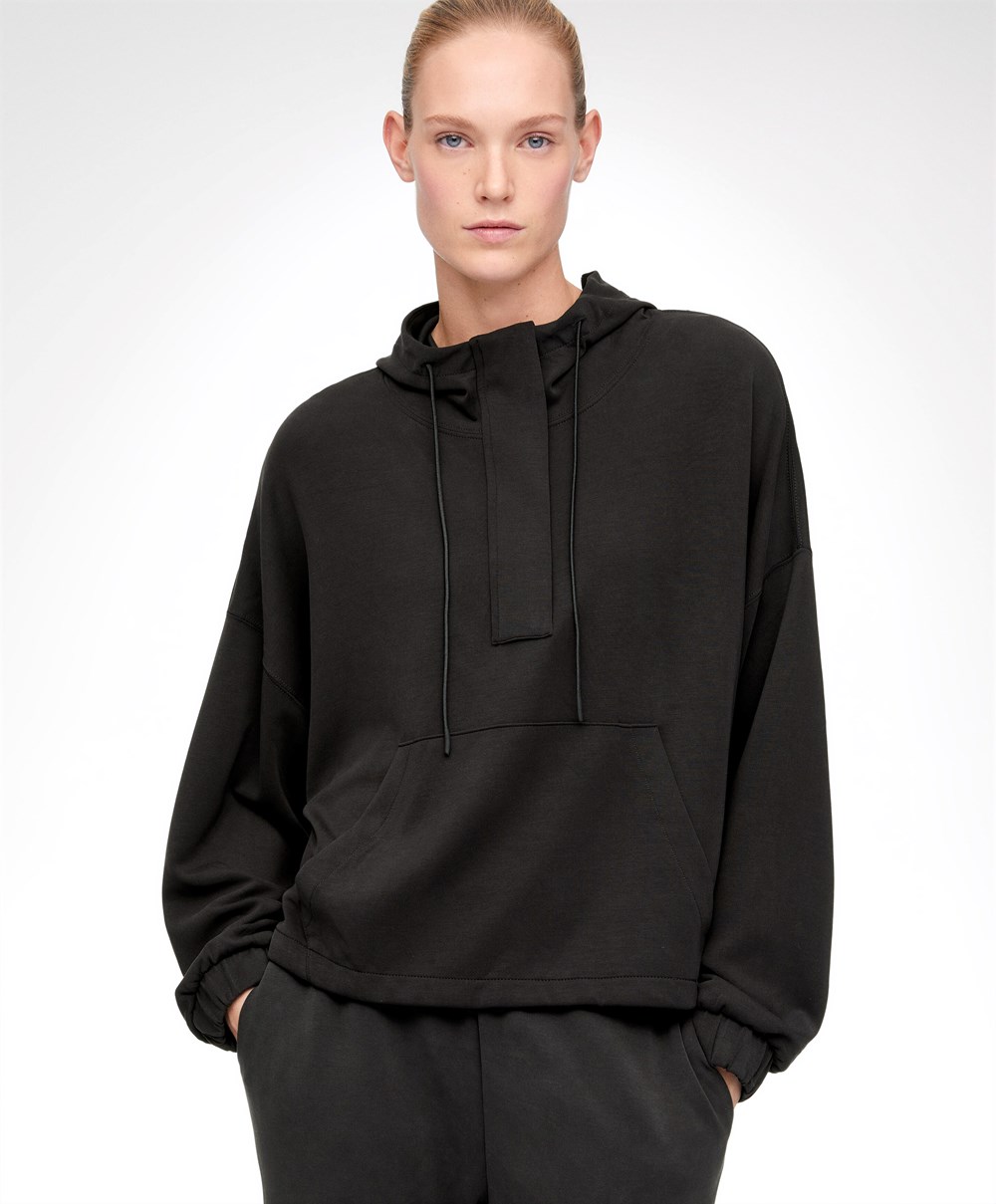 Oysho Soft Touch Modal Sweatshirt With Zip Fekete | CDHTKF-685