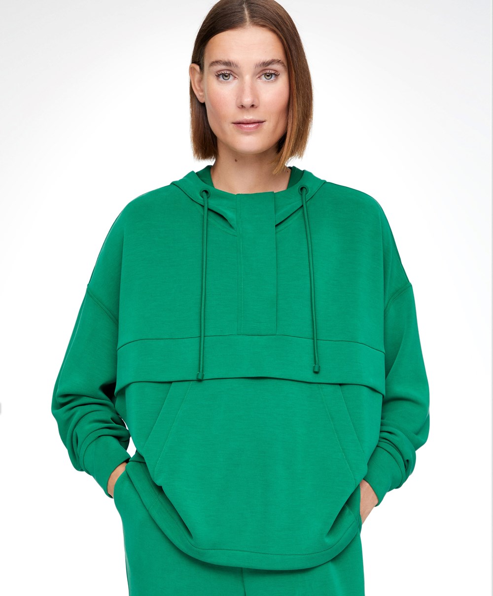 Oysho Soft Touch Modal Sweatshirt With Zip Zöld | DMIPEH-632