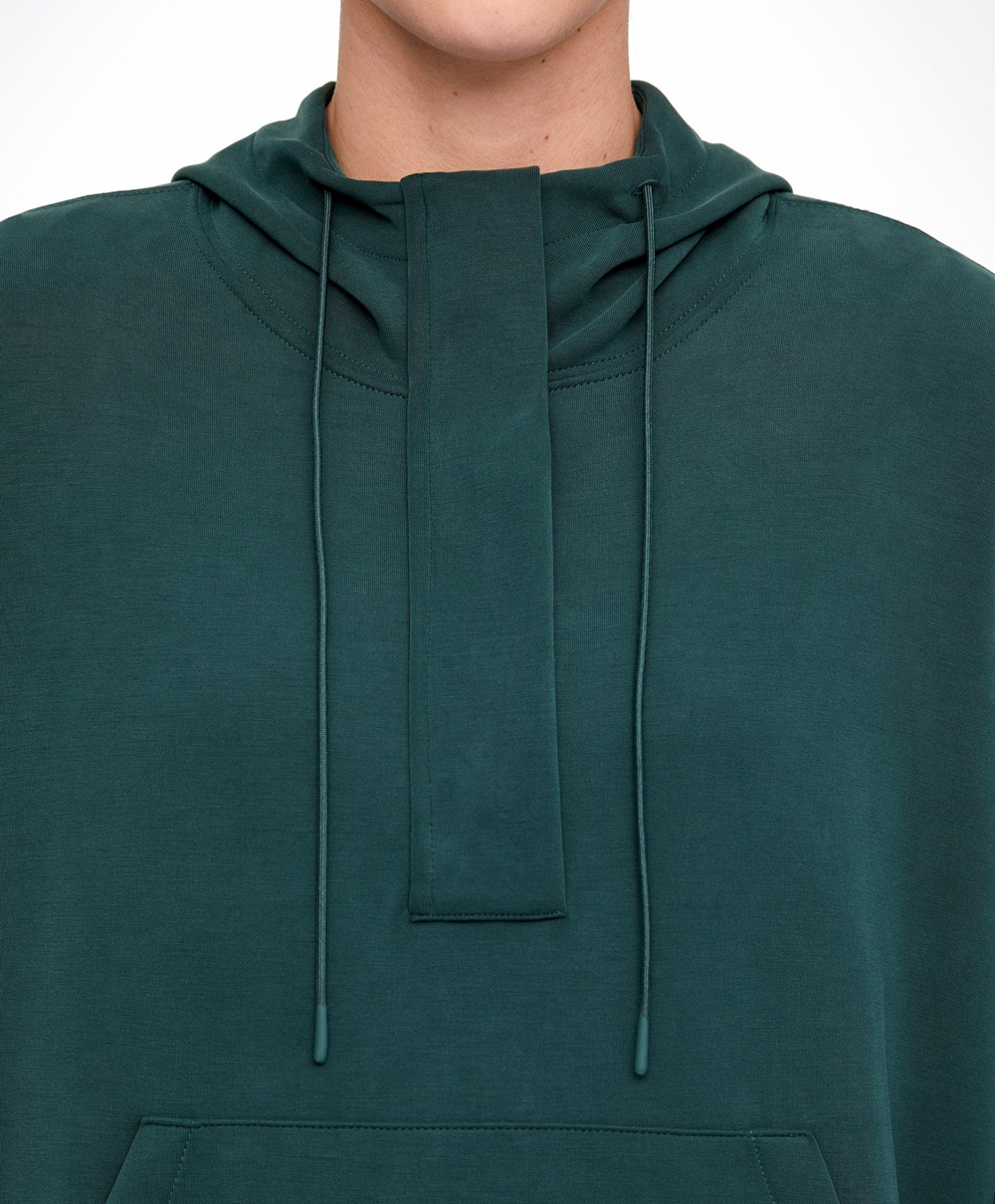 Oysho Soft Touch Modal Sweatshirt With Zip Sötéttürkiz | JCMFHZ-601