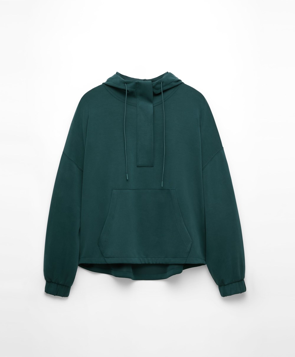 Oysho Soft Touch Modal Sweatshirt With Zip Sötéttürkiz | JCMFHZ-601