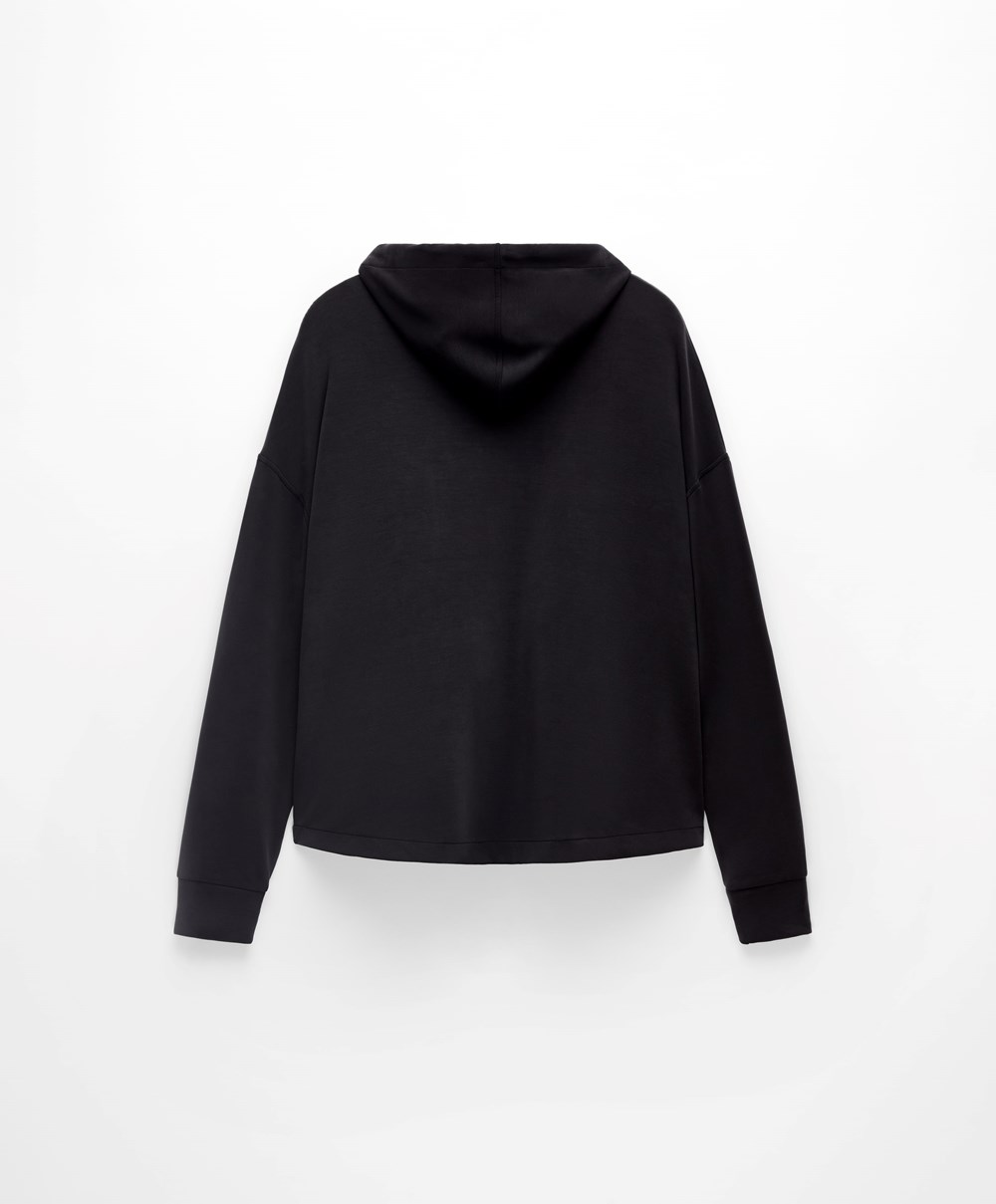 Oysho Soft Touch Modal Sweatshirt With Zip Fekete | JFNMWR-072