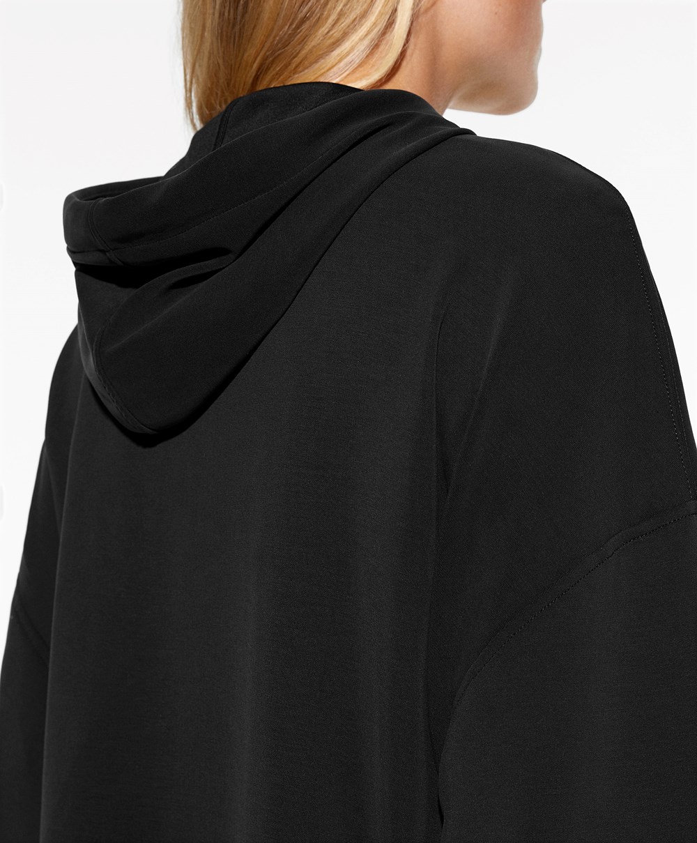 Oysho Soft Touch Modal Sweatshirt With Zip Fekete | NFSAWX-468