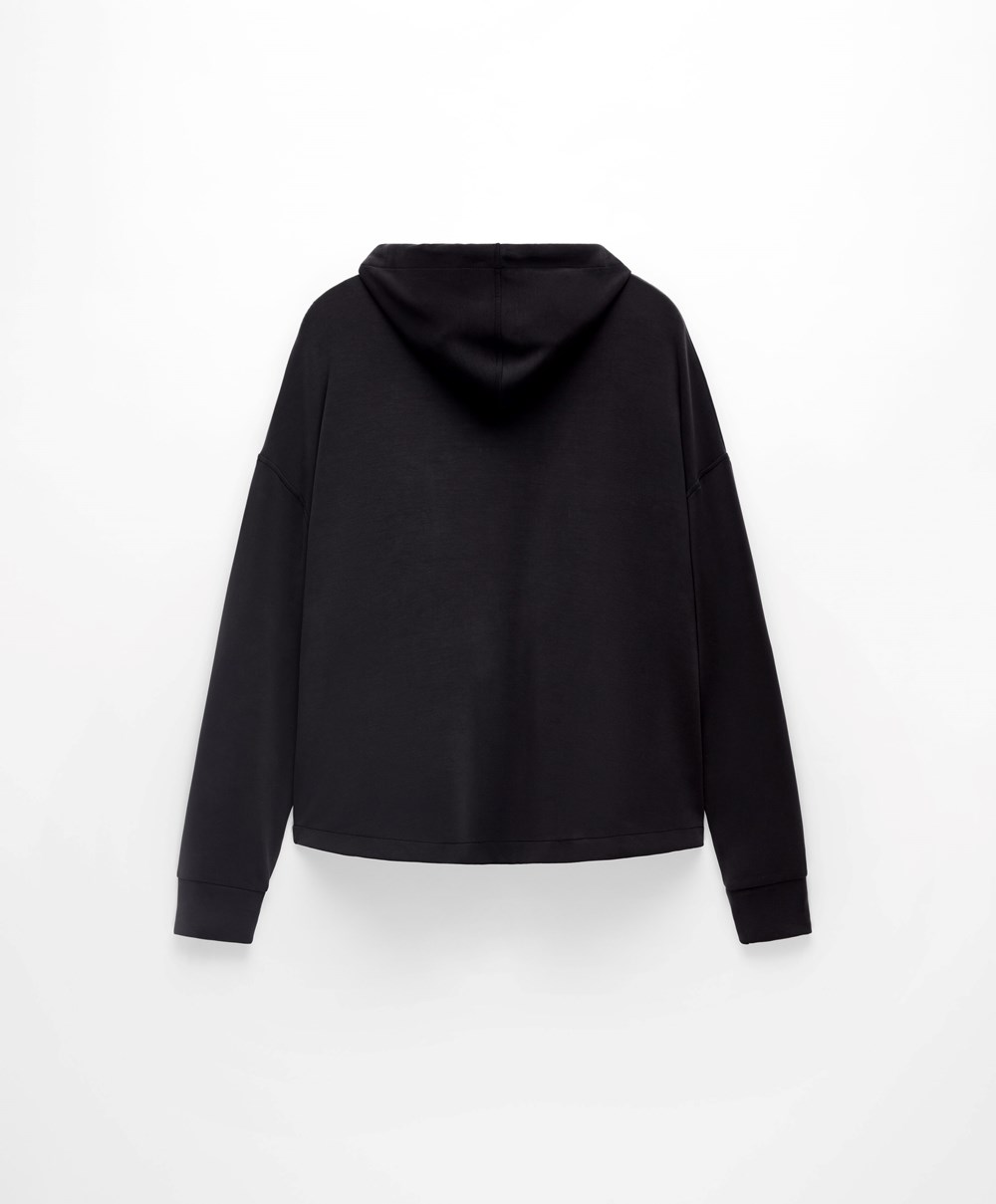 Oysho Soft Touch Modal Sweatshirt With Zip Fekete | NFSAWX-468