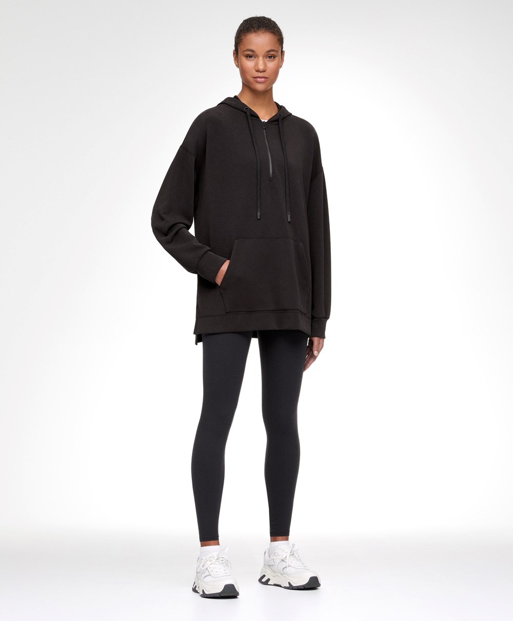 Oysho Soft Touch Modal Sweatshirt With Zip Fekete | YMUIEW-370