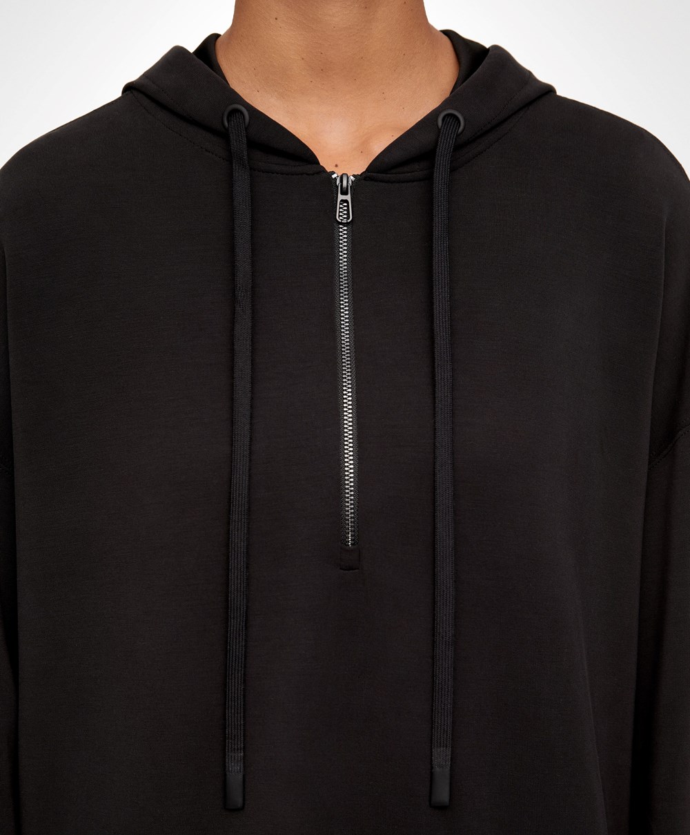 Oysho Soft Touch Modal Sweatshirt With Zip Fekete | YMUIEW-370