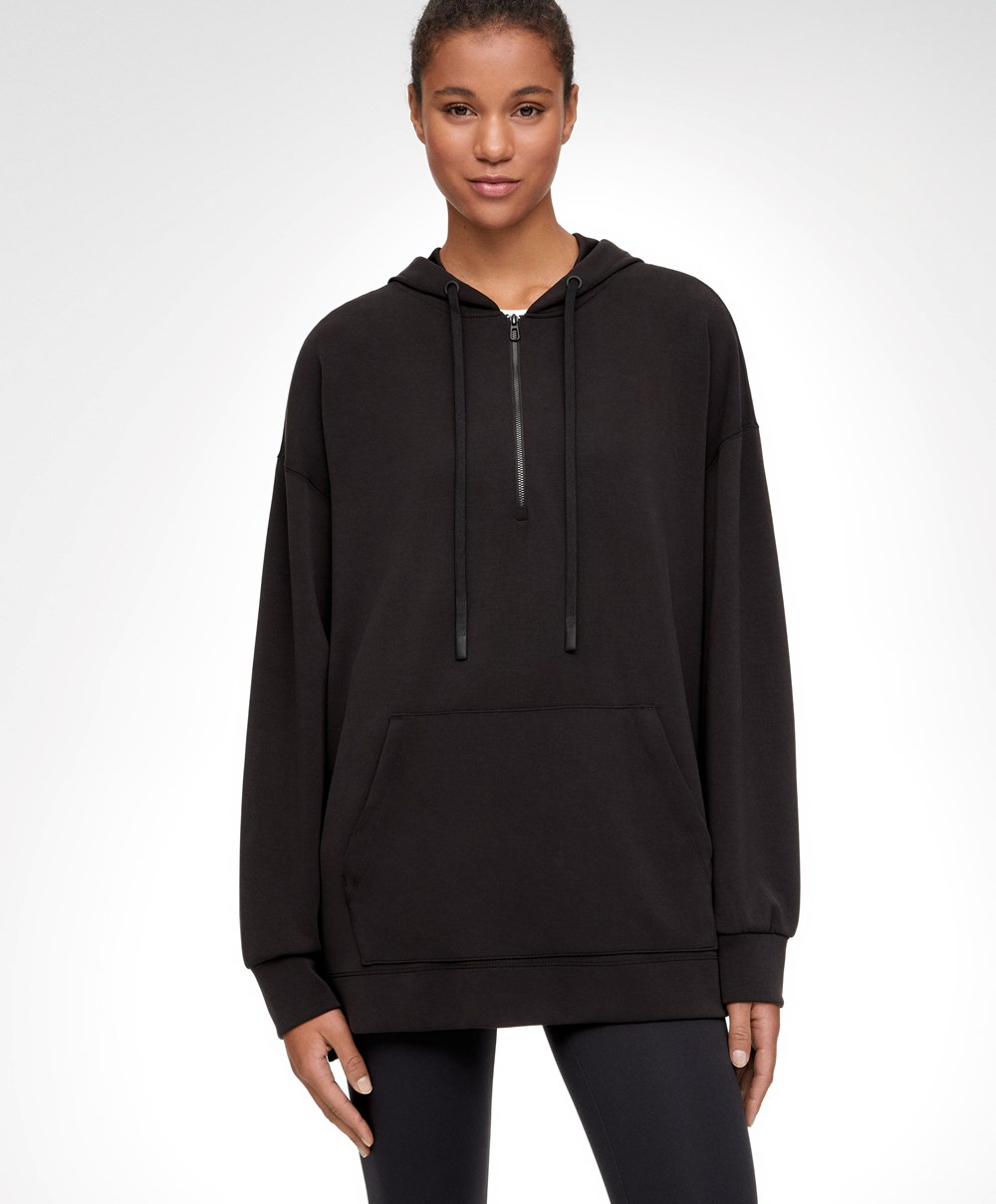 Oysho Soft Touch Modal Sweatshirt With Zip Fekete | YMUIEW-370