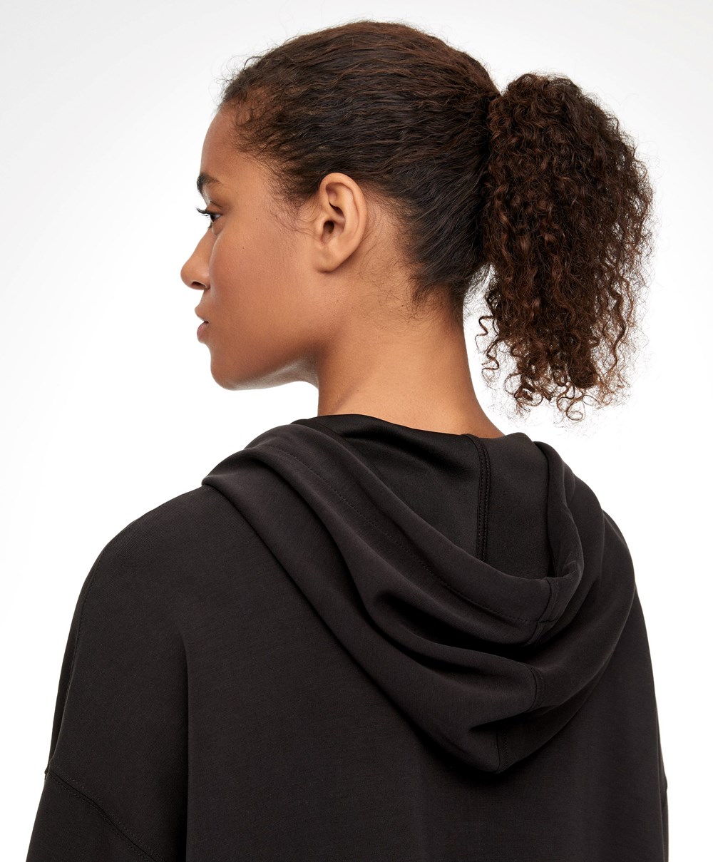 Oysho Soft Touch Modal Sweatshirt With Zip Fekete | YMUIEW-370