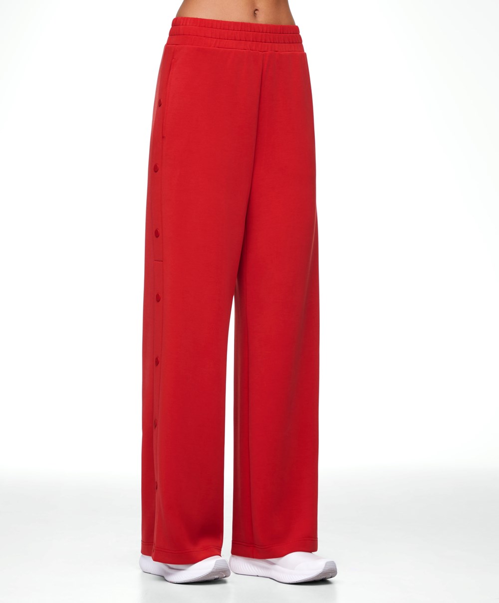 Oysho Soft Touch Modal Széles Cipő-leg Trousers With Buttons Piros | GJAKUW-621