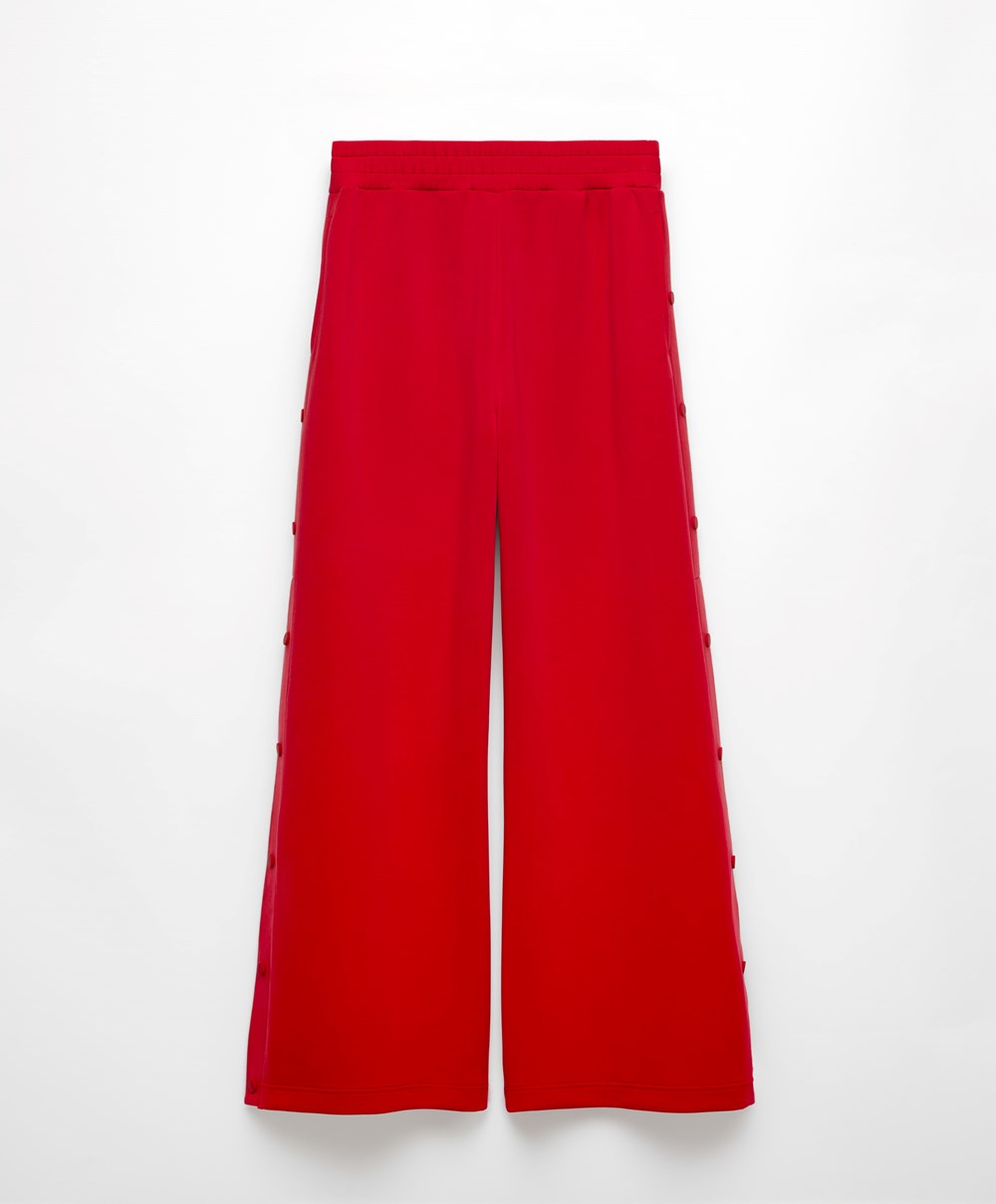 Oysho Soft Touch Modal Széles Cipő-leg Trousers With Buttons Piros | GJAKUW-621