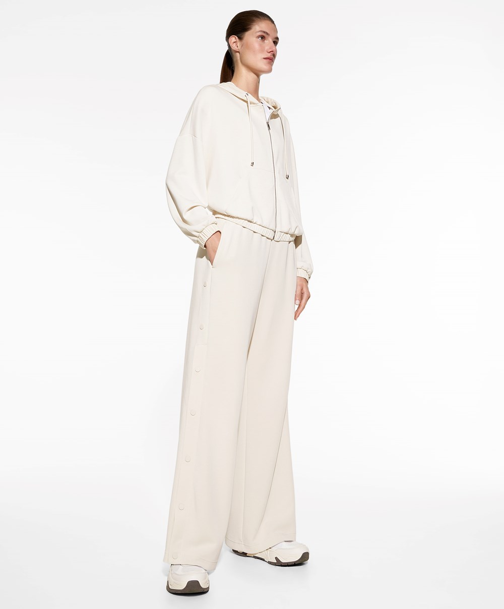 Oysho Soft Touch Modal Széles Cipő-leg Trousers With Buttons Stone | ISMABZ-708