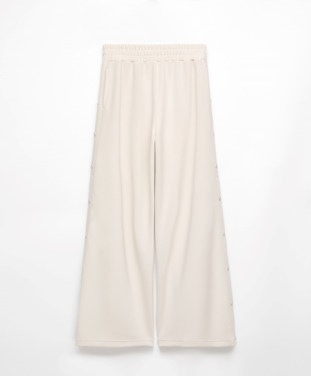 Oysho Soft Touch Modal Széles Cipő-leg Trousers With Buttons Stone | ISMABZ-708