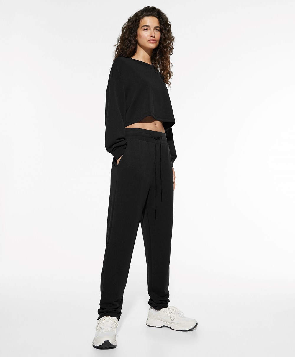 Oysho Soft Touch Modal Trousers Fekete | OJABGV-327