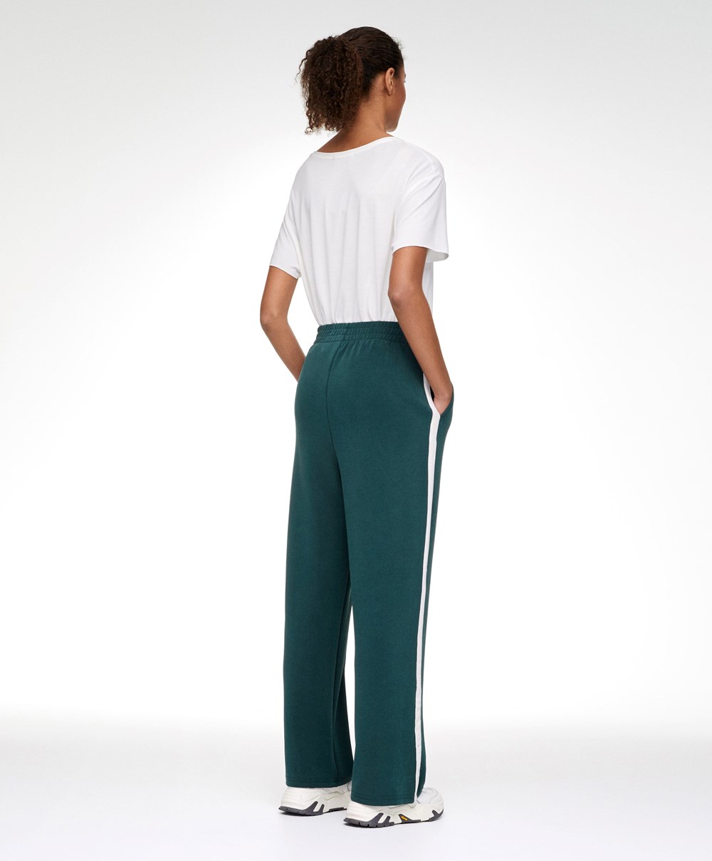 Oysho Soft Touch Modal Trousers With Egyenes Leg And Stripe Sötéttürkiz | WIEJOX-603