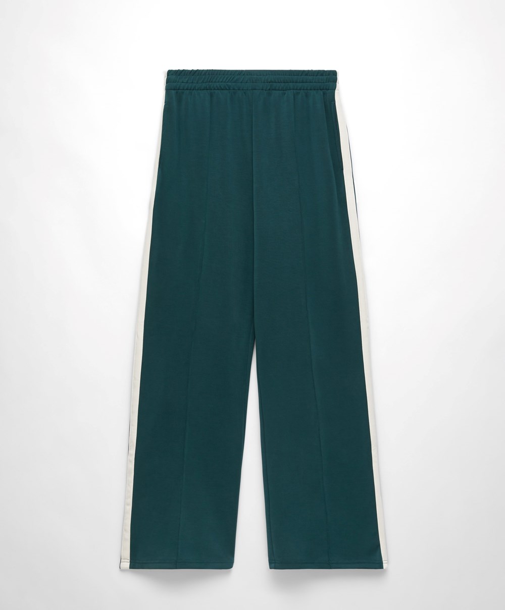 Oysho Soft Touch Modal Trousers With Egyenes Leg And Stripe Sötéttürkiz | WIEJOX-603