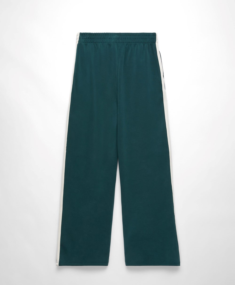 Oysho Soft Touch Modal Trousers With Egyenes Leg And Stripe Sötéttürkiz | WIEJOX-603