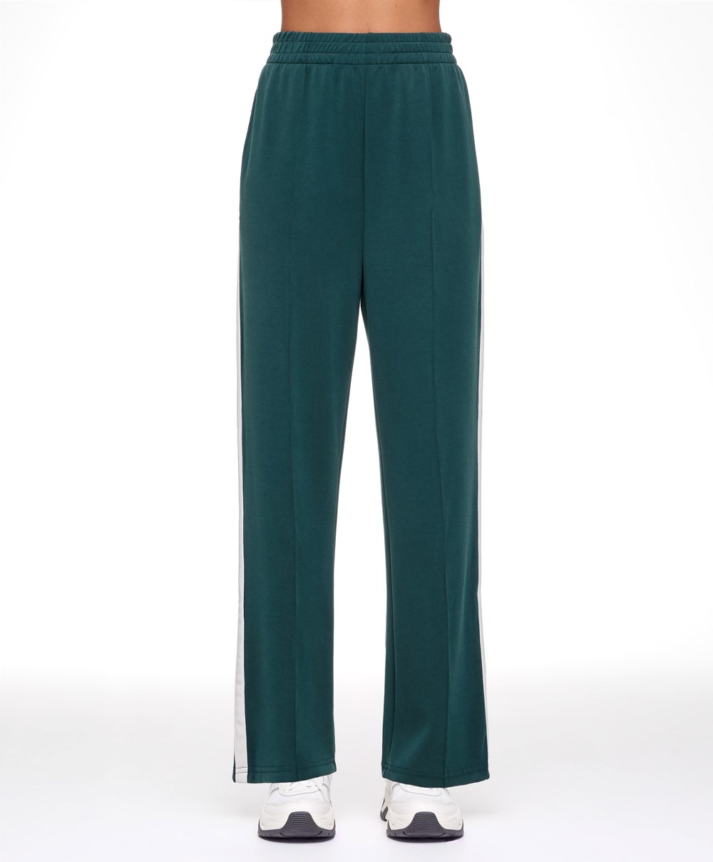 Oysho Soft Touch Modal Trousers With Egyenes Leg And Stripe Sötéttürkiz | YSWJFO-106