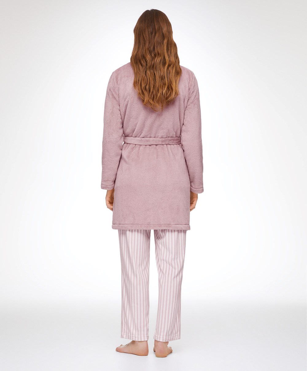 Oysho Soft-touch Fleece Rövid Dressing Gown Rózsaszín | JSDTFA-142