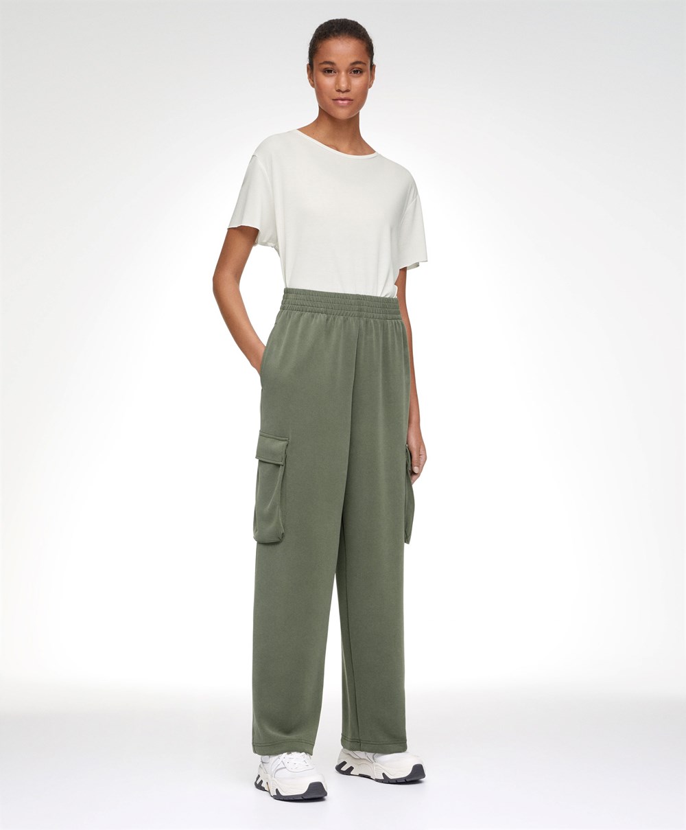 Oysho Soft-touch Modal Cargo Joggers Khaki | QHPGOS-417