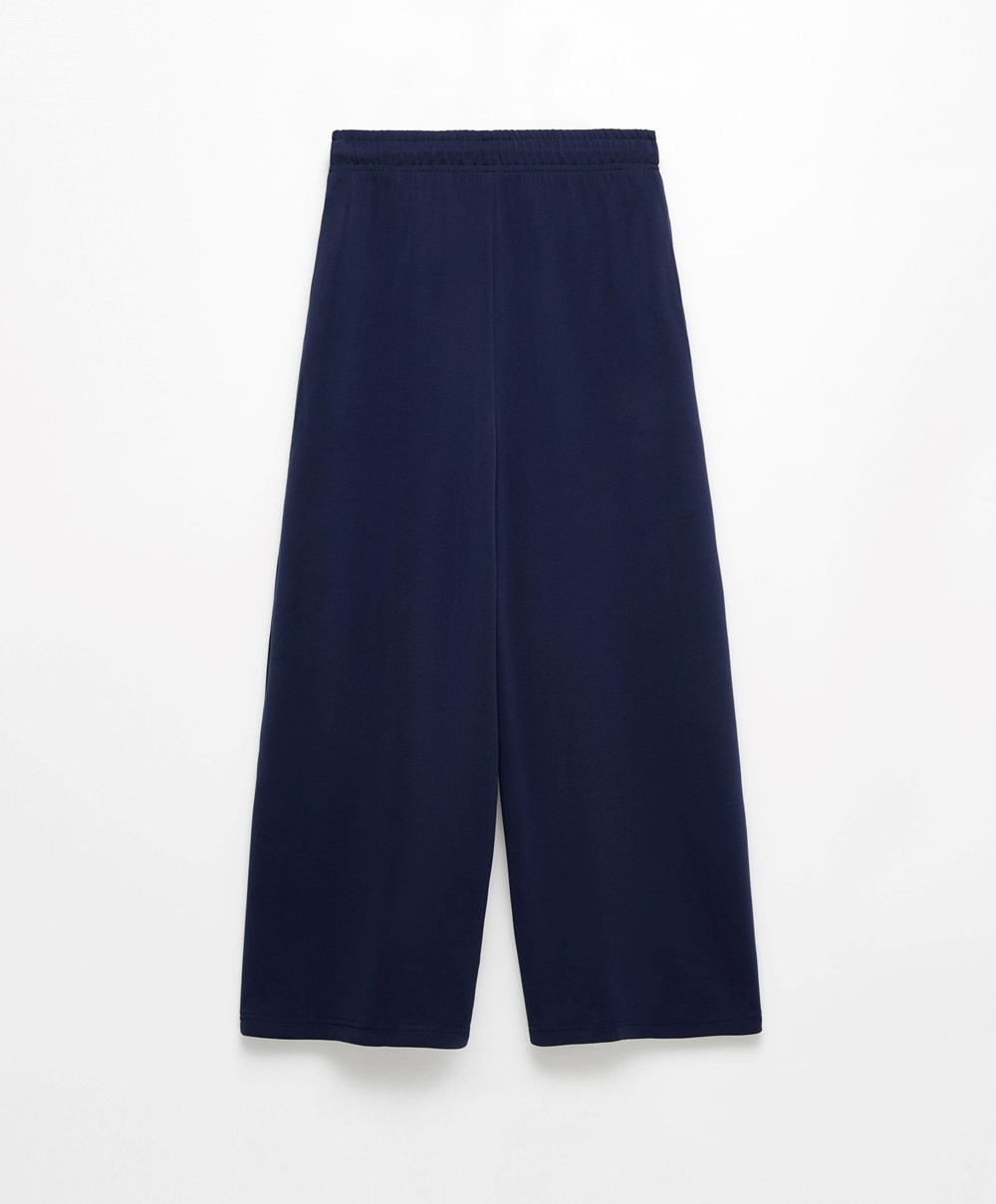 Oysho Soft-touch Modal Cropped Széles Cipő-leg Trousers Sötétkék Kék | HUZGMP-236